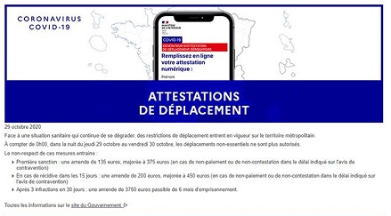 attestation de déplacement